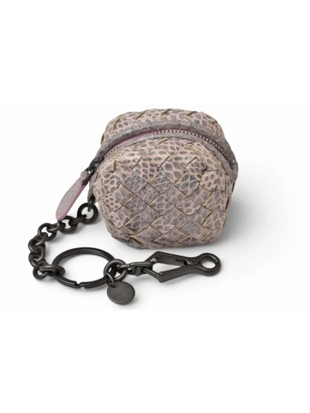 Bottega Veneta Key Holder Coin Case Mini Pouch Intrecciato Baby Pink Snake